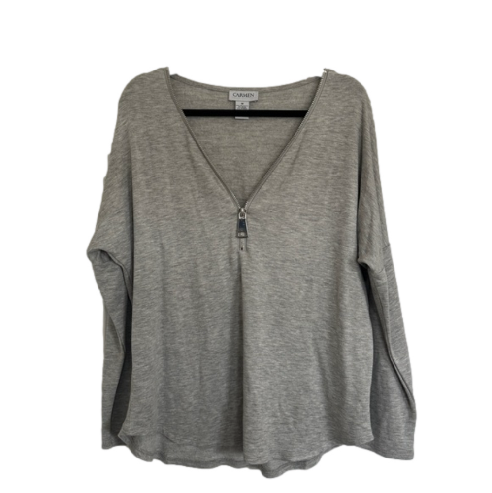 NWOT 🆕 Carmen Long sleeves shirt with zipper front grey